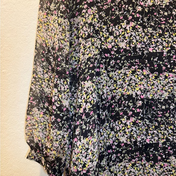 H&M Black Floral Long Sleeve Midi Dress with Pink Accents - Picture 4 of 12